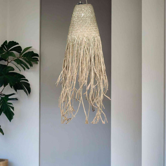 Pantalla de lámpara colgante trenzada natural Doum - 20 x 15 cm - Lámpara de mesa de Mimbre