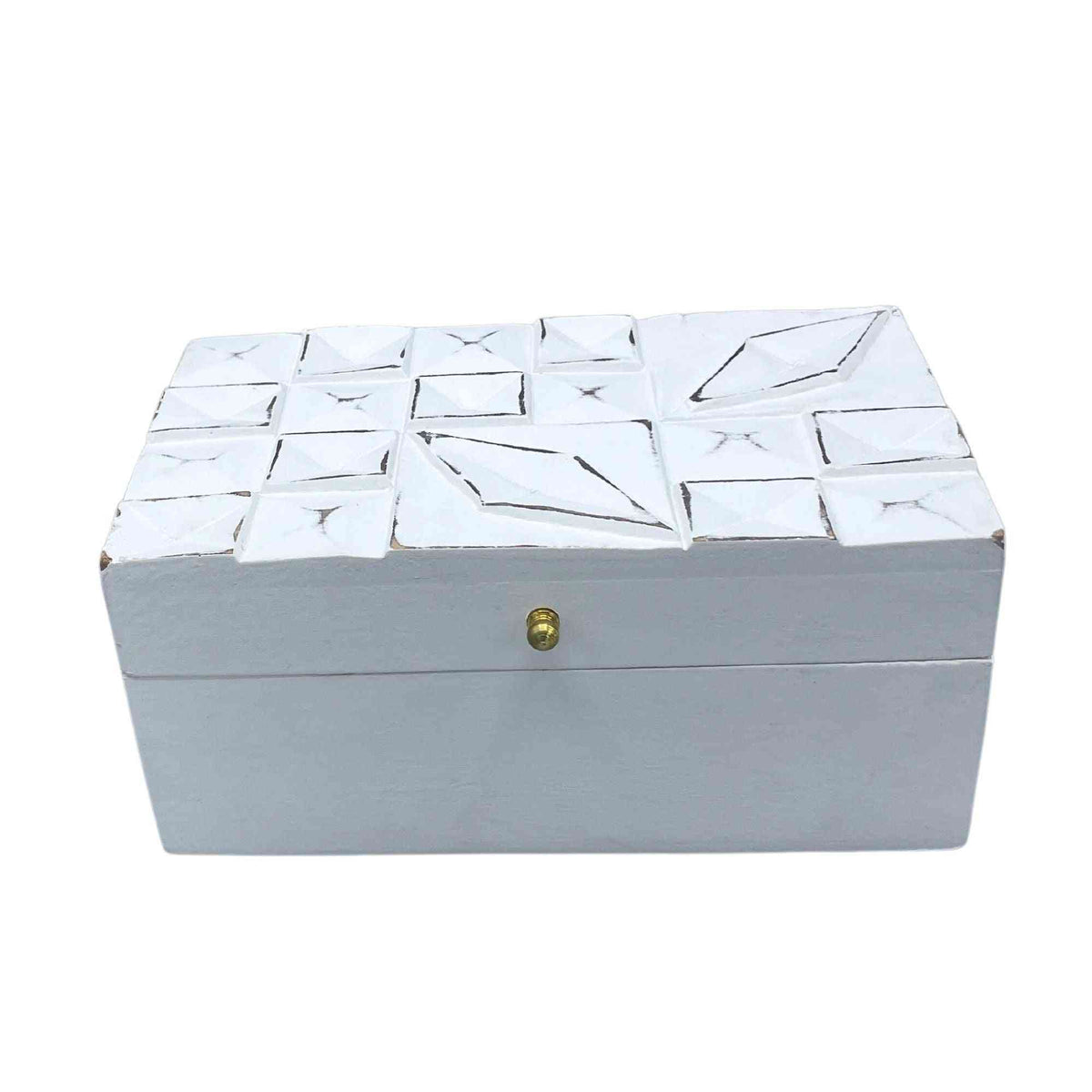 Vintage Deco - Caja Multiusos - 22x12x10cm - Diamantes Blancos - Caja de Madera Vintage - Multiusos