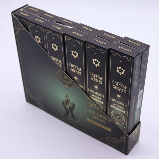 Cristal de Labradorita Aromas de Purificación Incienso - Ruda - Incienso Smudge de Crystal Scents, Artisan Product
