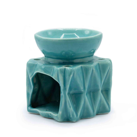 Quemador de Aceite Geométrico - Azul - Quemadores de Aceite Florales y en Forma de Caldero | El Bazar de Tizar