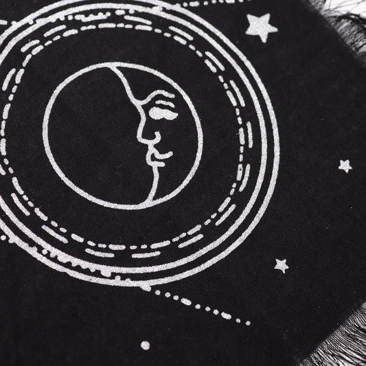 Mantel de altar esotérico con flecos - Carta Lunar y Solar