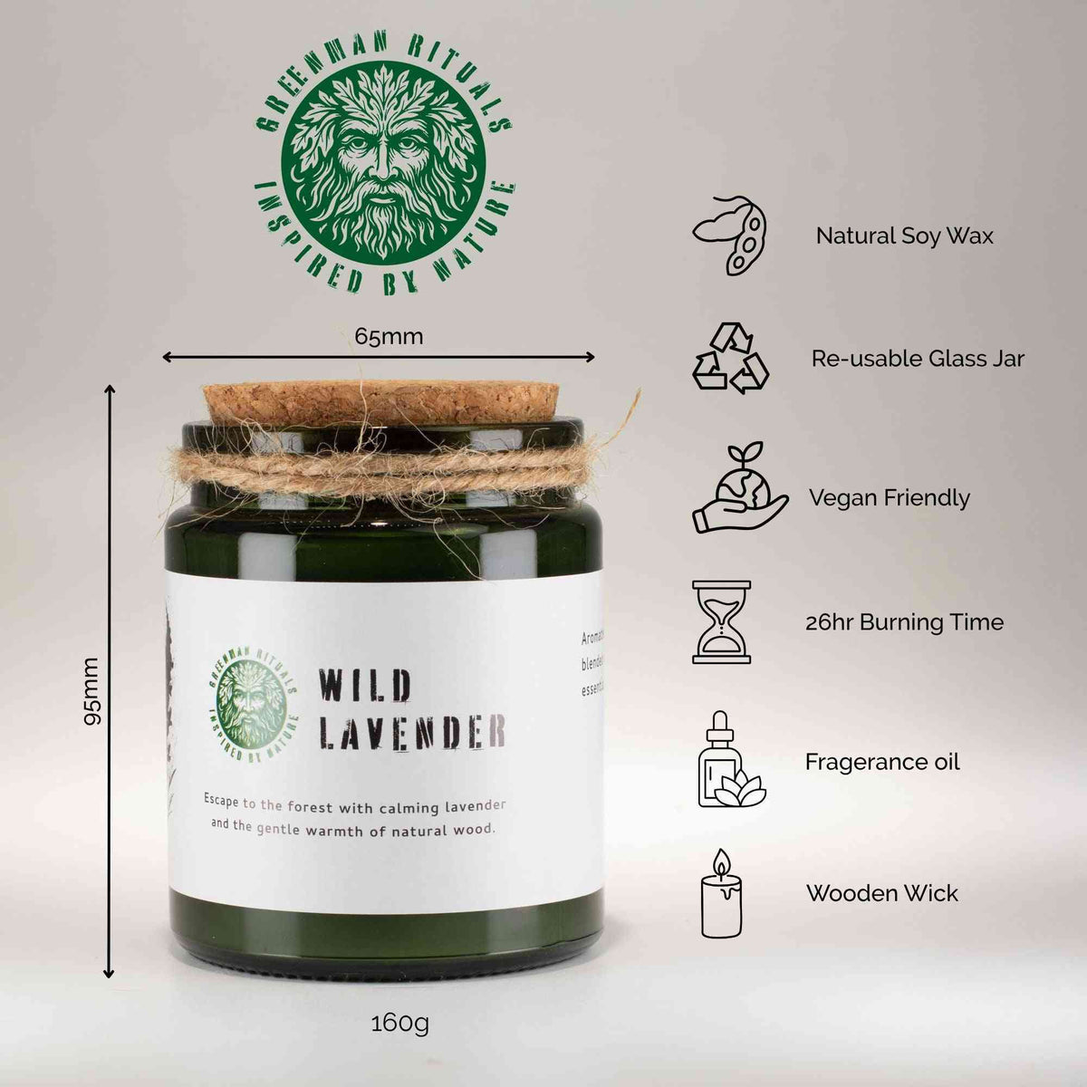 Vela de soja Greenman Woodwick - Vid Crepuscular - Velas de soja Woodwick de Greenman Rituals, 26 horas