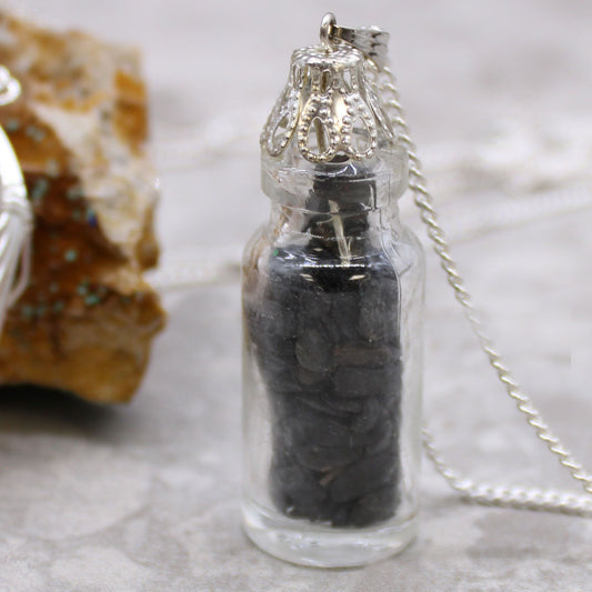 Gemstone Bottle Necklace - Black Onyx