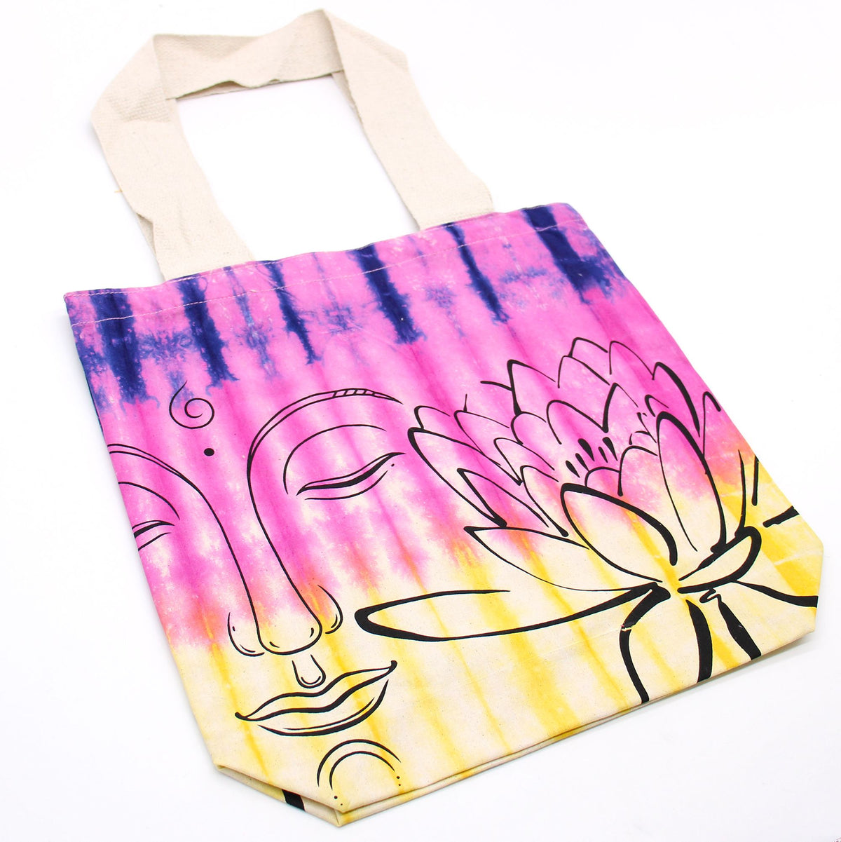 Bolsas de Algodón "Tie Dye" (170g) - 38x42x12cm - Lotus Buddha - Multi Color - Asa Natural - imagen 3 - El Bazar de Tizar