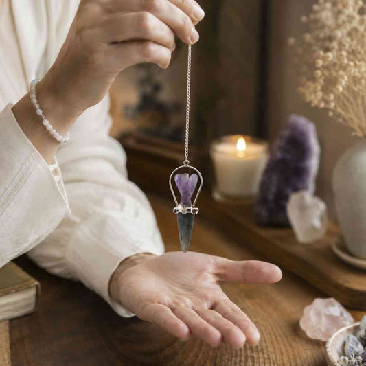 Veilwalker - Péndulo de ángel de dos piezas - Pulsera de chakras - Labradorita y amatista