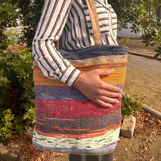 Bolso Grande de Tapetes Reciclados - Sombras de setas - Bolsos de Tapetes Reciclados