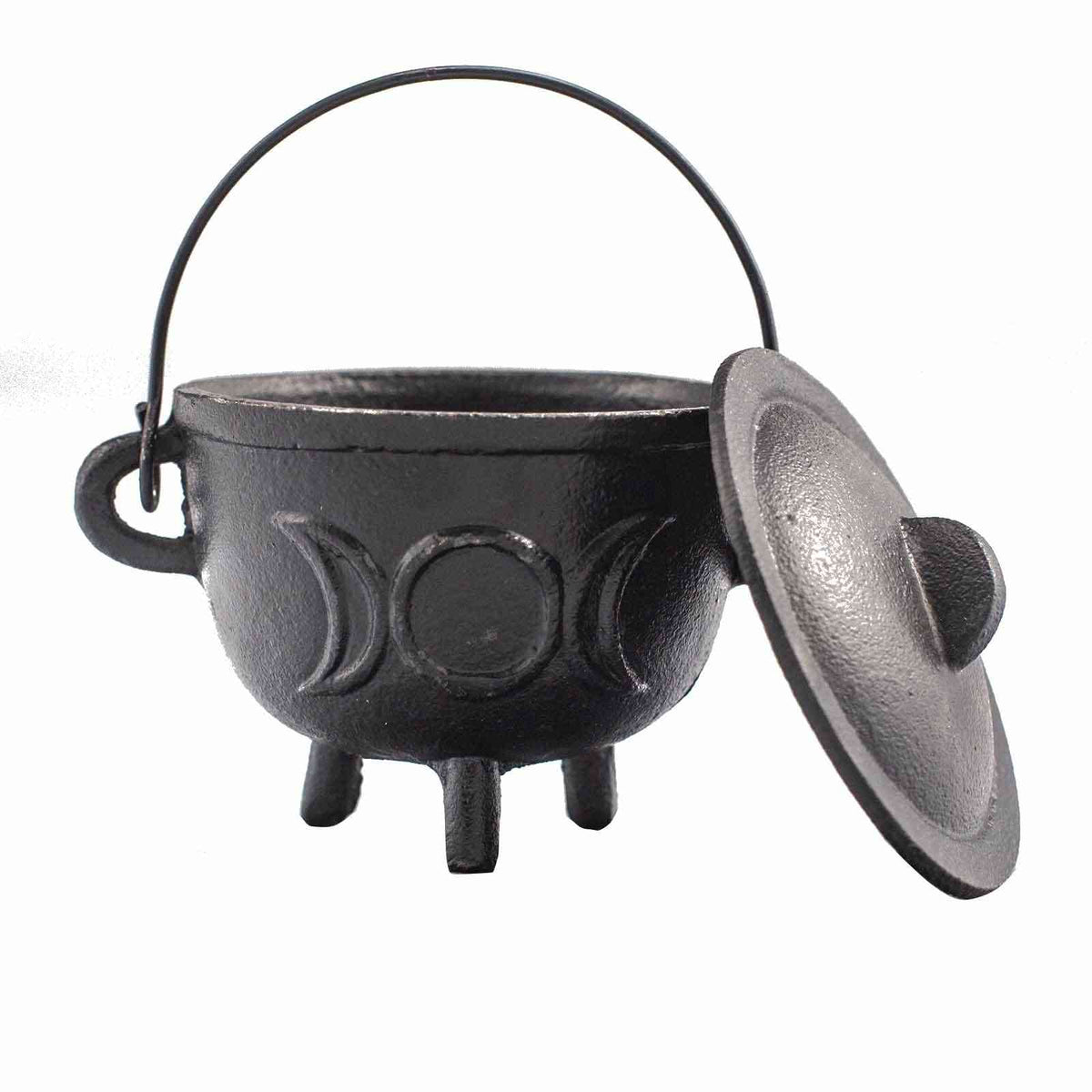 Caldero de Hierro Fundido con Triple Luna 11x13cm - Cuencos y calderos rituales