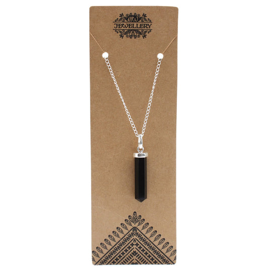 Classic Gemstone Point Pendant - Black Agate