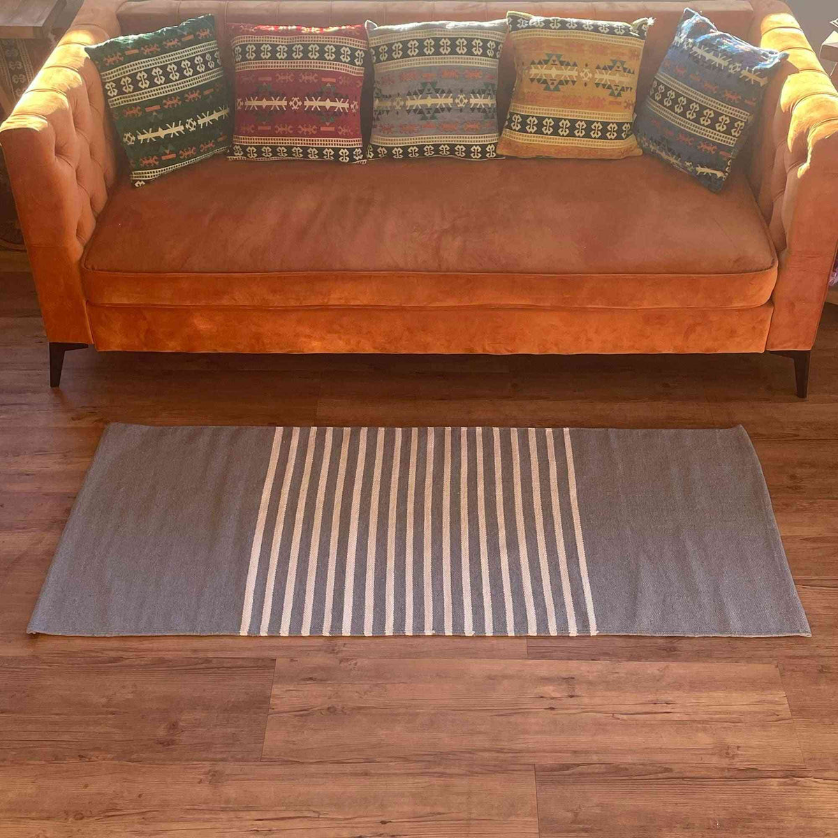 Alfombra India de Algodón - 70x170cm - Gris - Alfombra India de Algodón, alfombra
