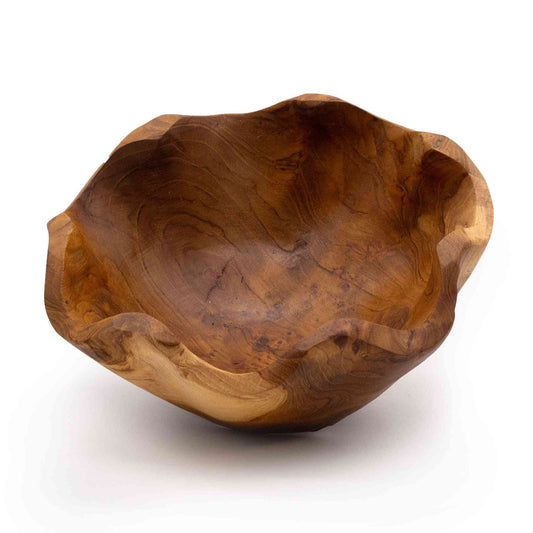 Medium smooth teak fruit bowl - 21x9cm