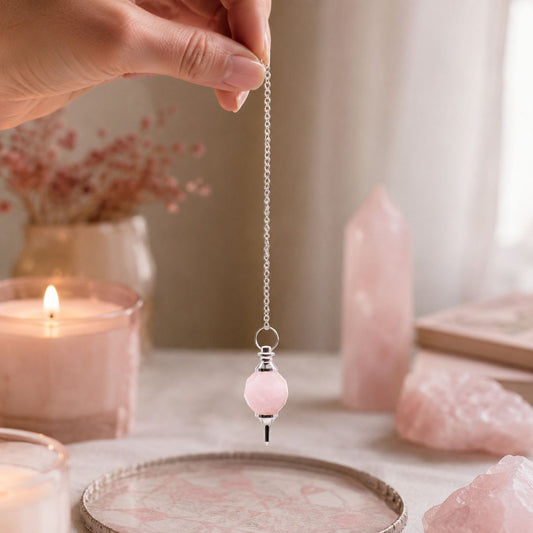 Facted Gemstone Pendulum - Rose Quartz - Péndulos Especiales Mágicos