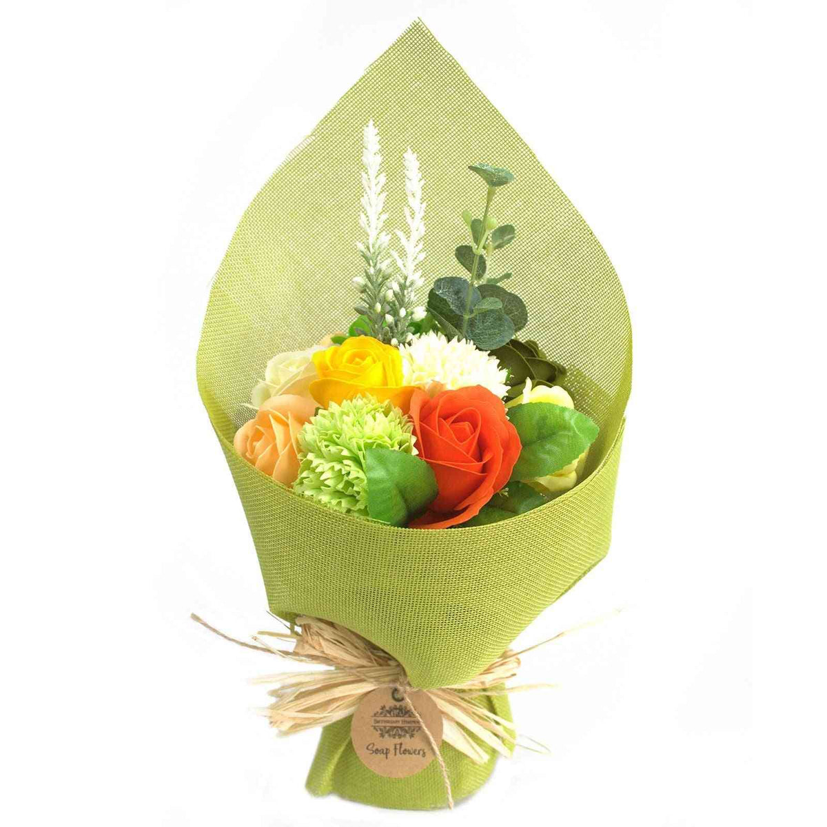 Handmade Soap Flower Bouquet · Green and Yellow