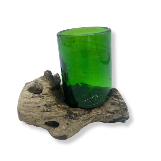 Recycled Beer Bottles - Whiskey Glass on Wood