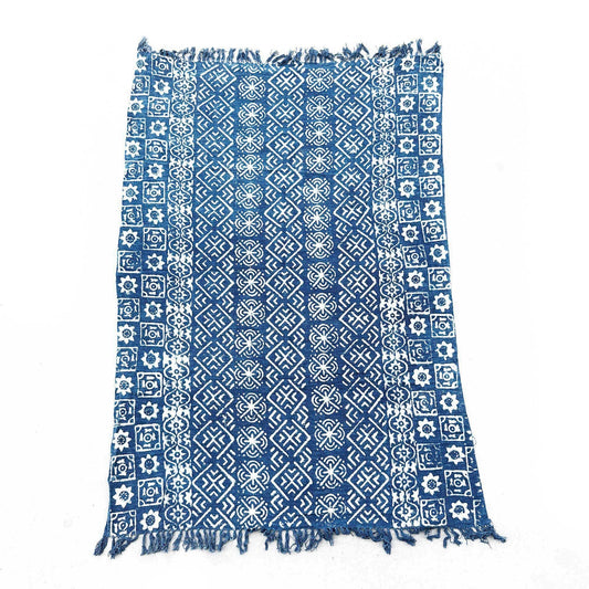 Handmade Indigo Blanket - 170x120cm - Desi Stripes