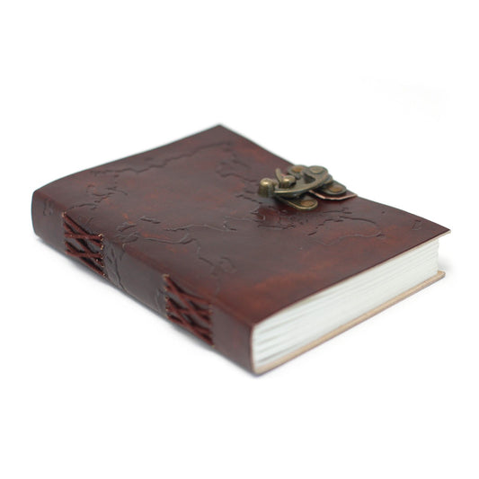 Leather World Map Notebook