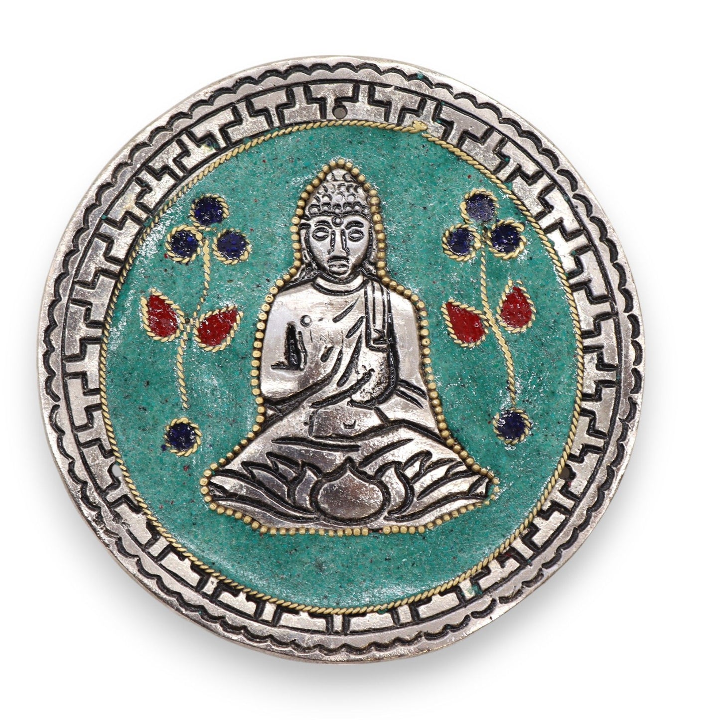 Porta-incienso Buda Decoración Verde 10cm - Portainciensos de aluminio hechos a mano