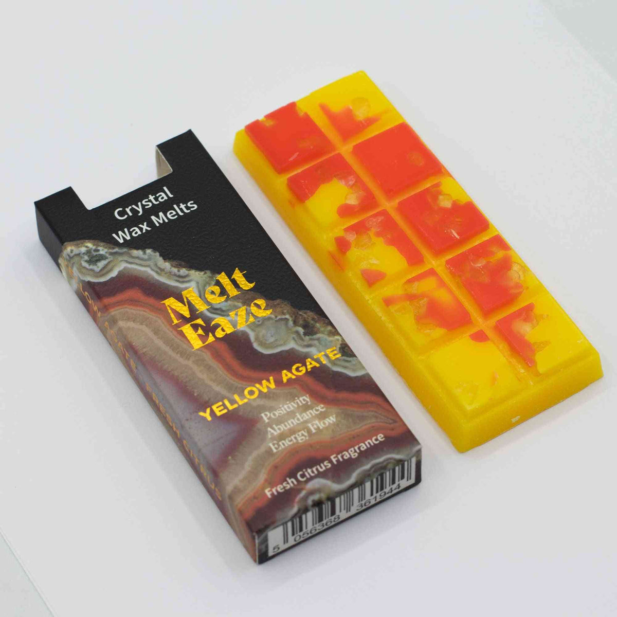 MeltEaze Tabletas de Cera 50 g - Brillo Dorado - Cítricos Frescos - Pastillas de Cera derretibles con Gemas | El Bazar de Tiz