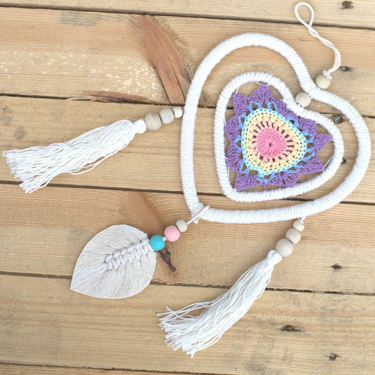 Atrapasueños - Corazón Multicolor Mediano - alga marina artesanal atrapasueños | El Bazar de Tizar