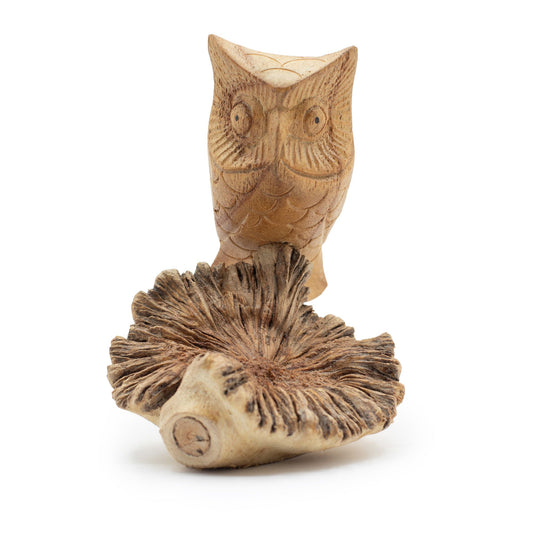 Hand-carved parasitic wood - Observing an owl