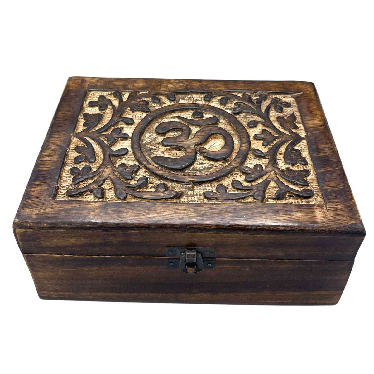 Large Wooden Memory Box 20x15x7.5cm - Om