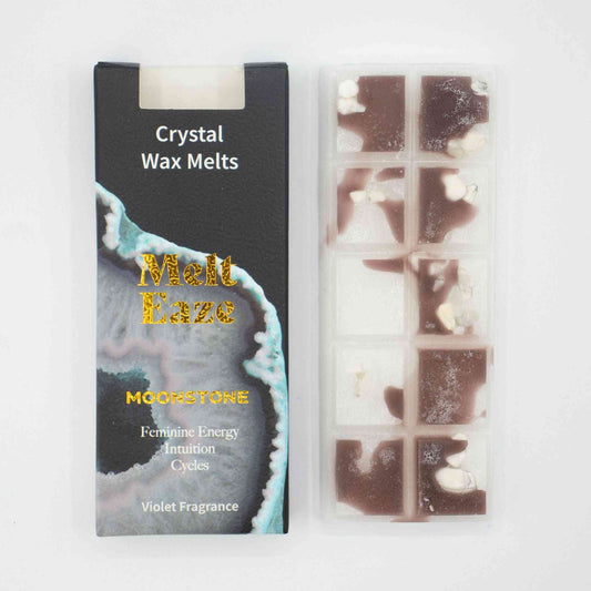 MeltEaze Pastillas de Cera 50g - Moonstone Glow - Violet - Pastillas de Cera derretibles con Gemas | El Bazar de Tizar