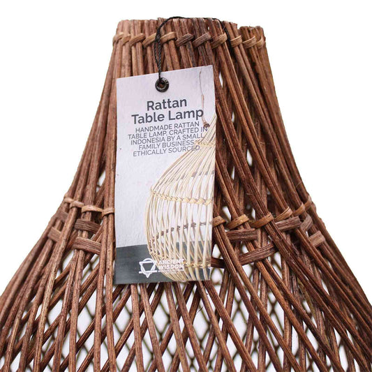 Lampara de Mesa de Ratán - Marrón Oscuro - Artisan Product | El Bazar de Tizar