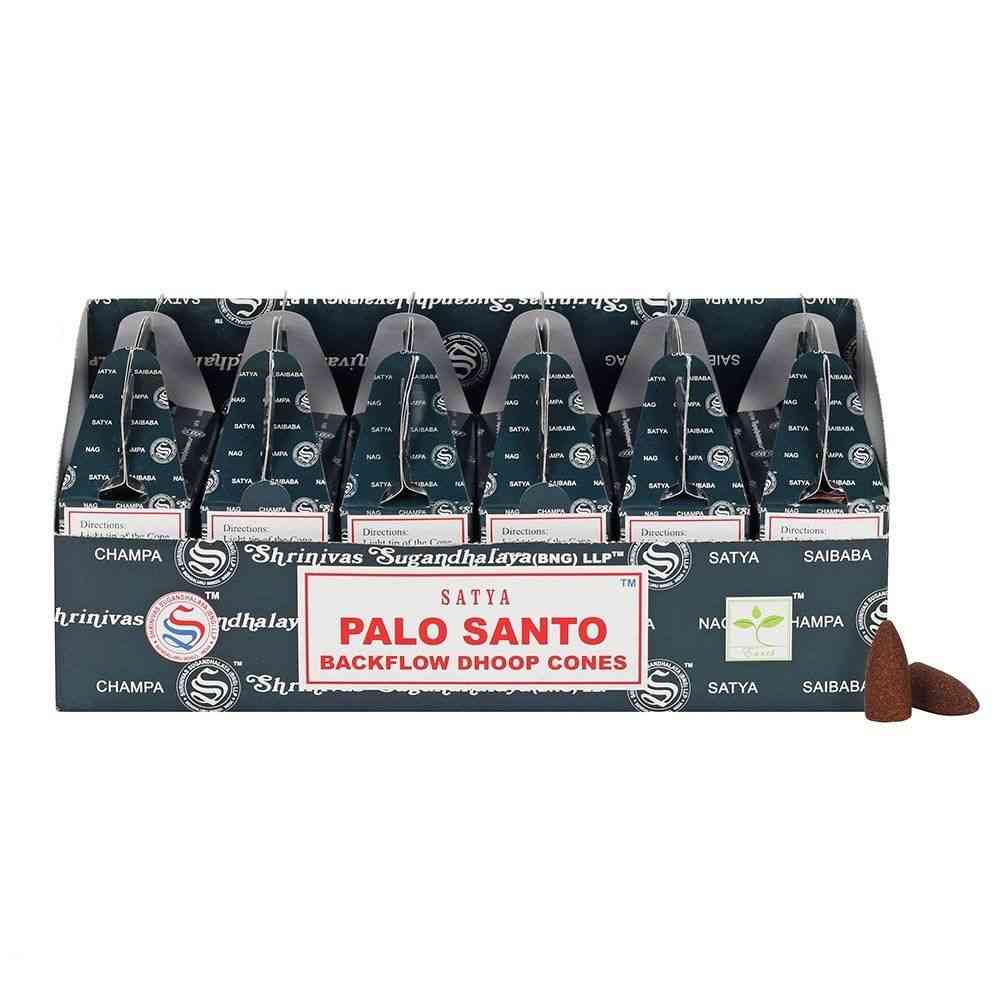 Conos Dhoop de reflujo Satya - Palo Santo (24und) - Nag Champa incienso | El Bazar de Tizar