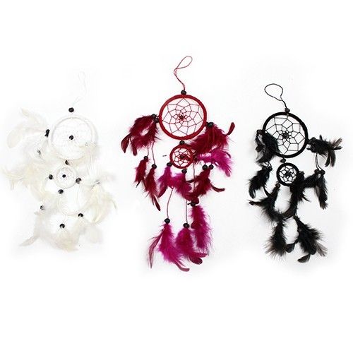 Dreamcatcher Bali medium hoop - Black/White/Red