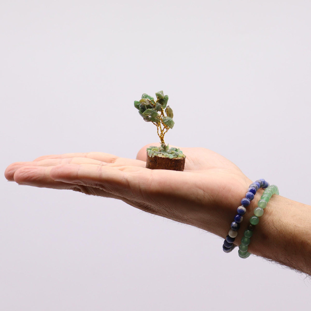 Mini árboles de piedras preciosas sobre base de madera - Mezcla surtida (15 piedras)