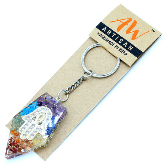 Llavero de poder de orgonita - Piedras Preciosas Chakra Hamsa - Llaveros de Orgonita, chakra
