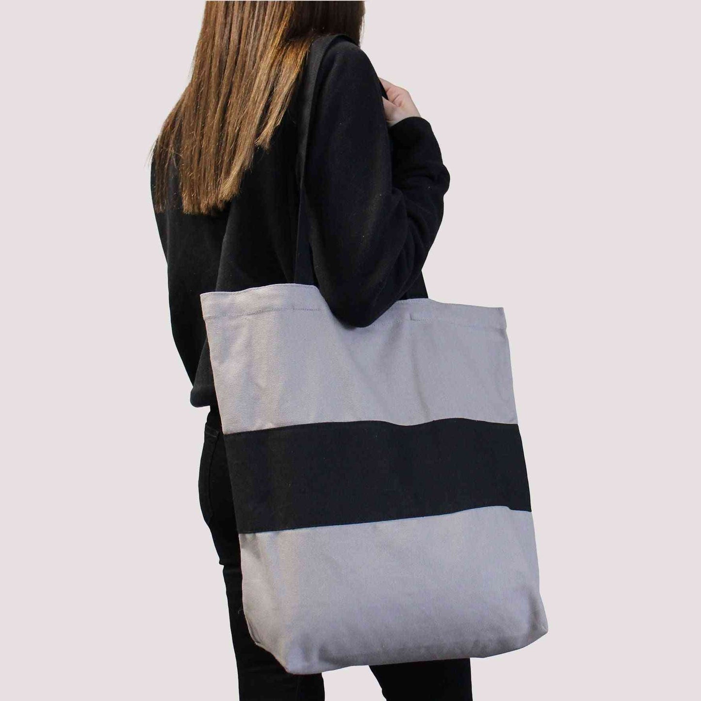 Bolsas de Algodón de Dos Tonos - 38x42x12cm - Verde y Negra - 280g