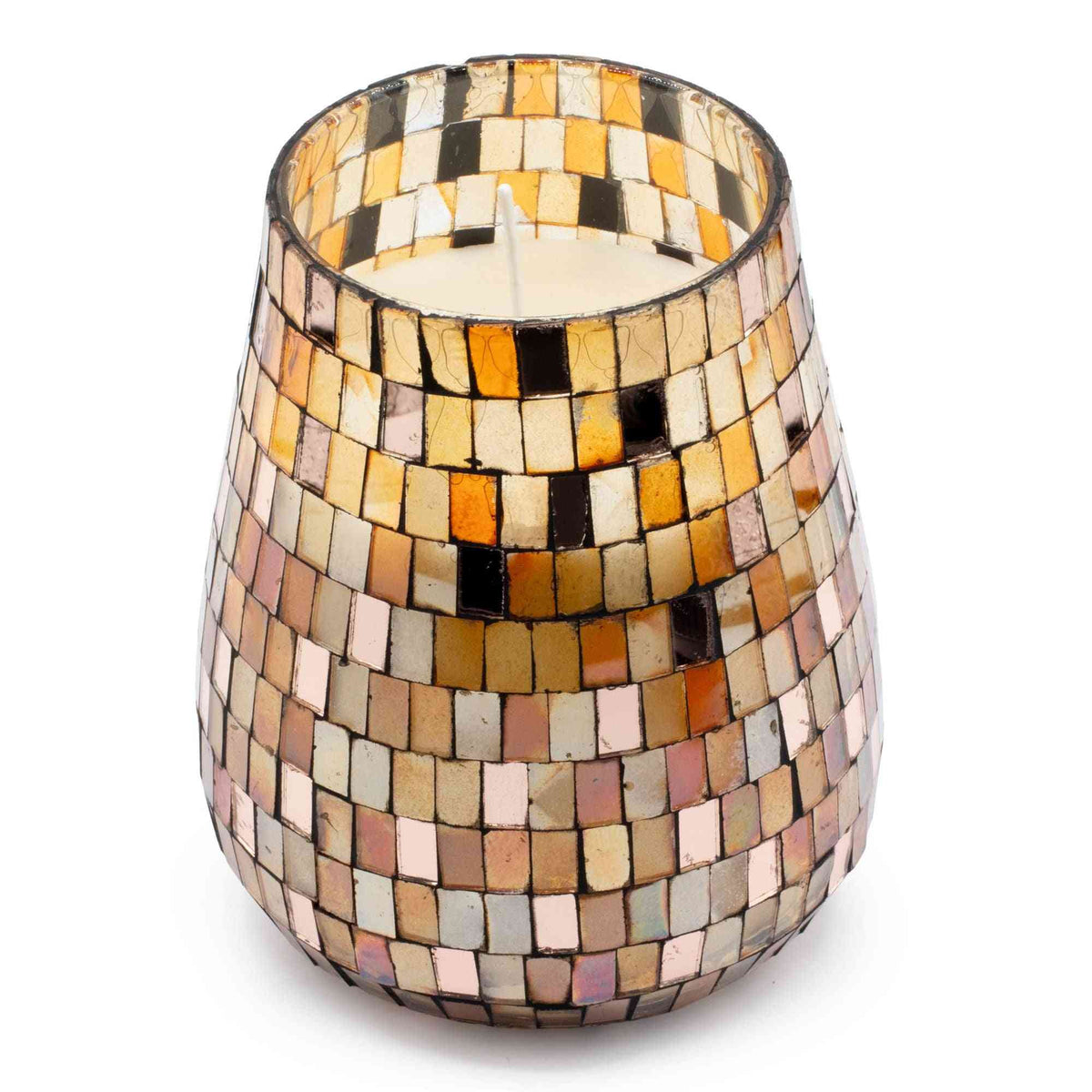 Velas en tarro de vidrio alto - mosaico ámbar - Velas en tarros de vidrio, 150 horas