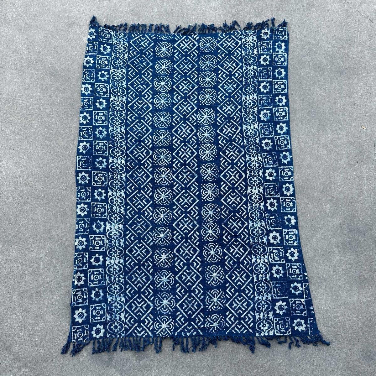Jeté indigo fait main - 170x120cm - Desi Stripes