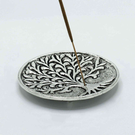 PortaIncienso Árbol de la Vida Aluminio Pulido 10cm - Portainciensos de aluminio hechos a mano