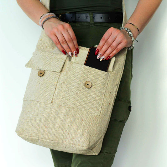 Bolso de Dos Bolsillos Tonos Naturales - Natural - Grande - Bolsos de dos Bolsillos Tonos Naturales