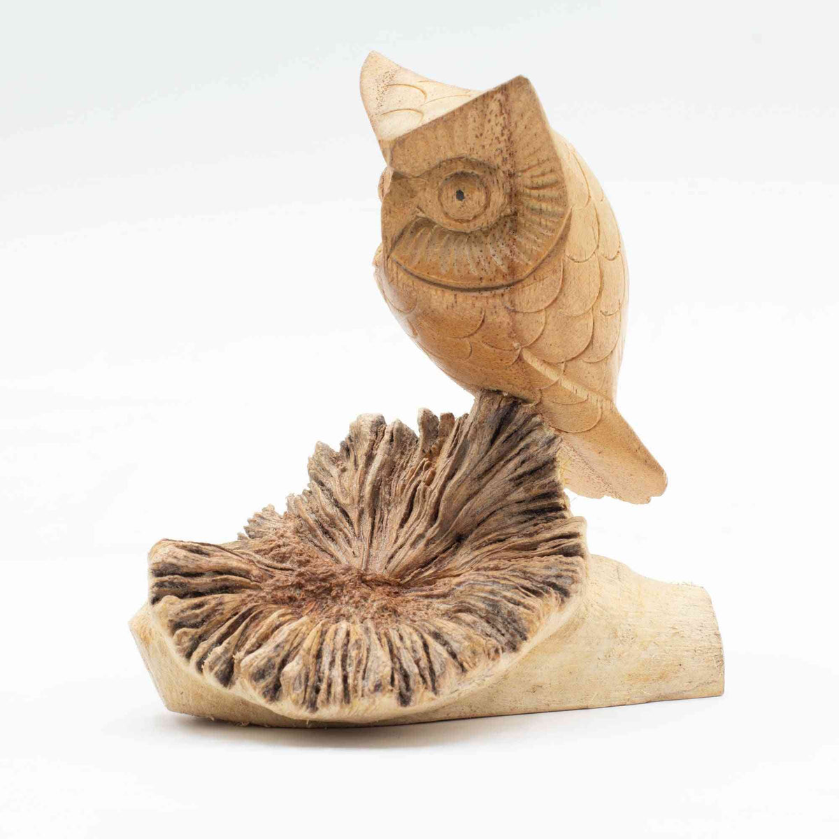 Hand-carved parasitic wood - Observing an owl
