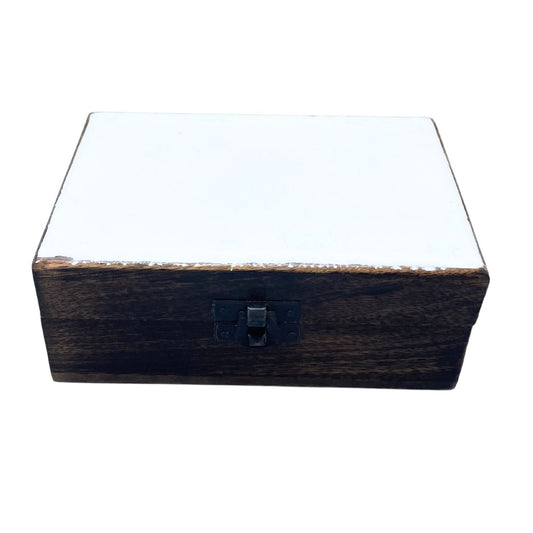 Boîte moyenne en céramique émaillée - 15x10x6cm - Blanche