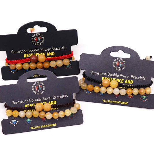 Yellow Aventurine Gemstone Double Power Bracelets