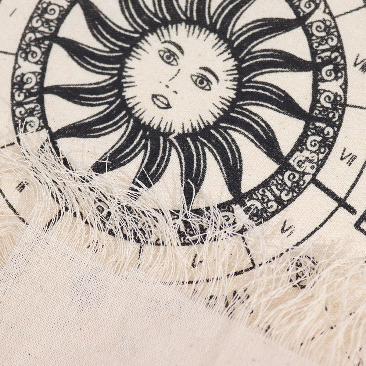 Paño de adivinación con péndulo de bruja antigua - Cara del Sol - Natural y Negro