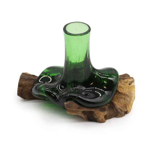Recycled beer bottles - Wooden mini flower vase