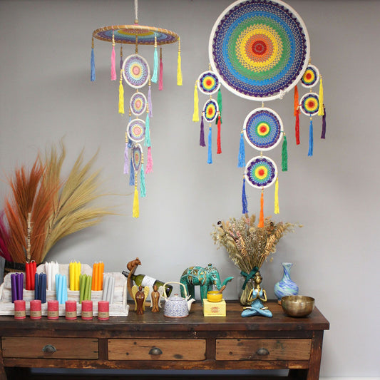 Atrapasueños extra grande - Vivid Rainbow - Atrapasueños de arcoíris, arcoíris