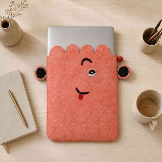Funda de fieltro para portátil (hasta 14") - Cara rosa bonita - fieltro funda-portatil hasta-14-pulgadas | El Bazar de Tizar