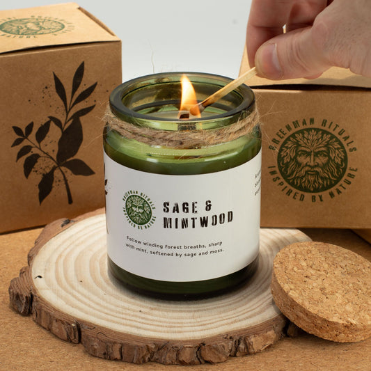 Greenman Woodwick Vela de soja - Ceniza y Humo de Madera - Velas de soja Woodwick de Greenman Rituals, 26 horas