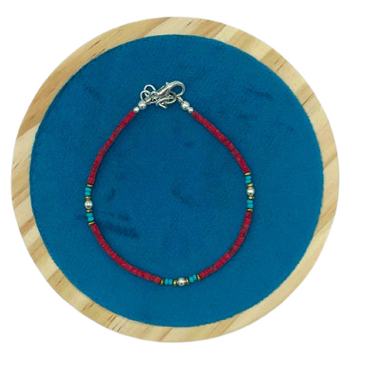 Pulsera nepalí de gemas extrafinas - Coral Tribal Bead