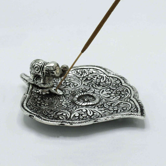 PortaIncienso Hoja de Elefante Aluminio Pulido 11cm - Portainciensos de aluminio hechos a mano
