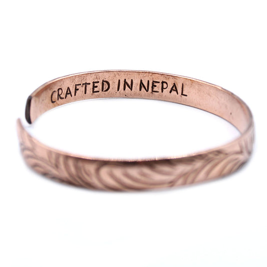 Tibetan Copper Bracelet - Thin Tribal Swirls