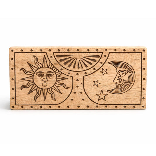 Caja de cristal tallado y piedra tallada Sol - Luna