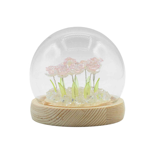 Domo de jardín Floral Glow - 10 rosas rosadas - LED USB - Domo de jardín con brillo floral | El Bazar de Tizar