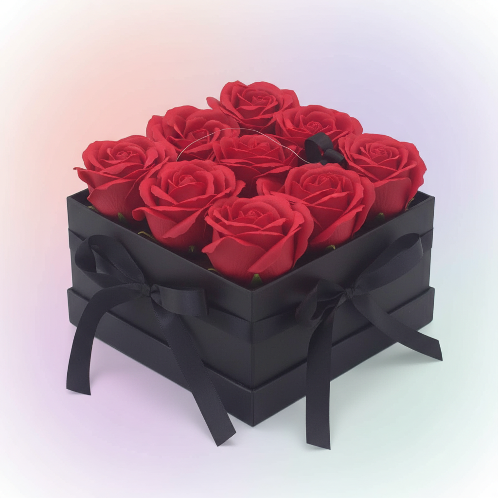 Caja de Regalo - Rosas de Jabón · 9 ud Rojo