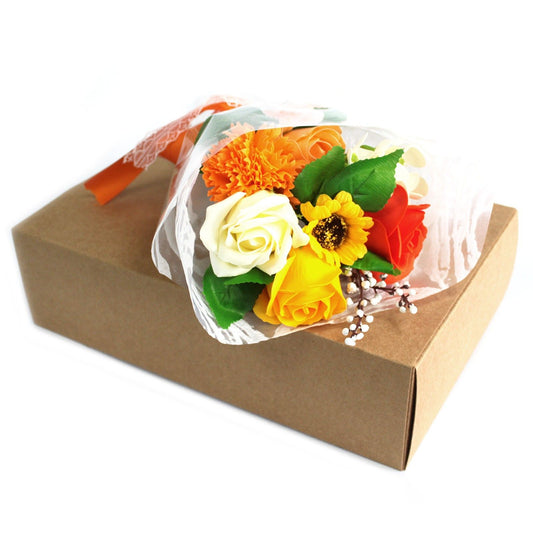 Bouquet de fleurs de savon en coffret cadeau · Orange